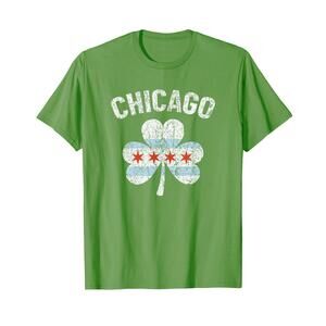 Chicago Flag Shamrock Clover Irish Pride St Patricks TShirt